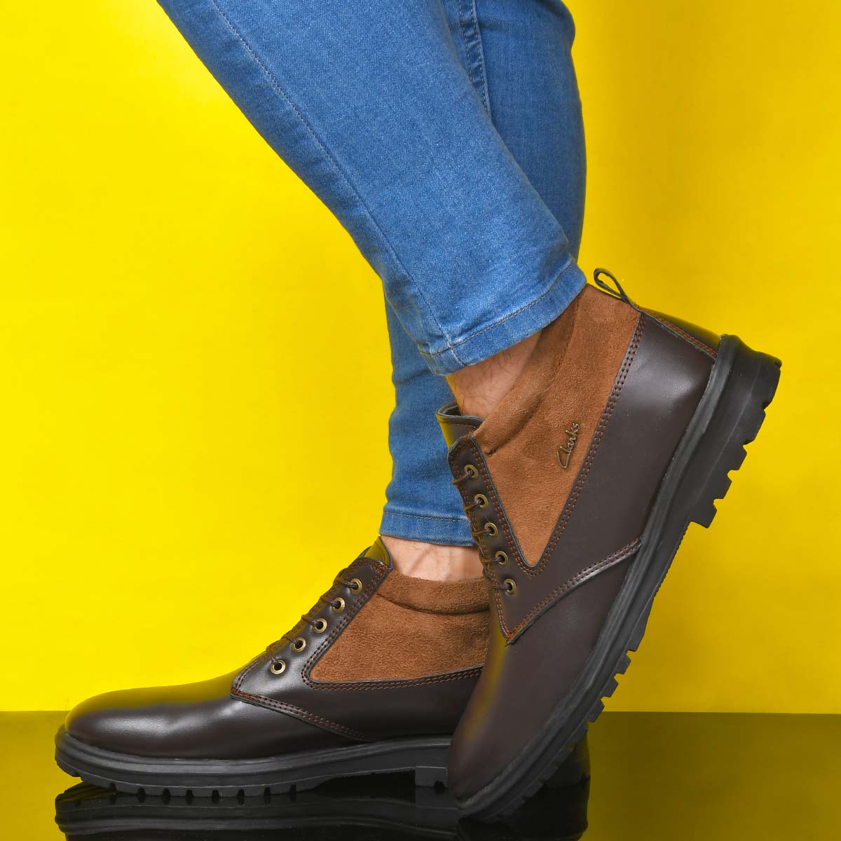 کفش ساقدار مردانه قهوه ای تیره مدل Bonshad