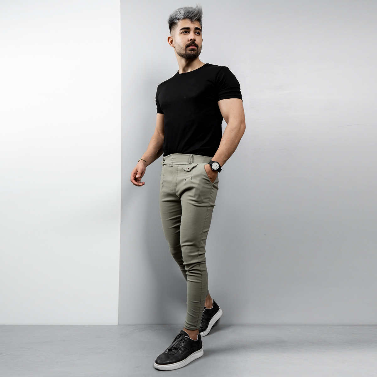 شلوار مردانه سبز مدل Aflak