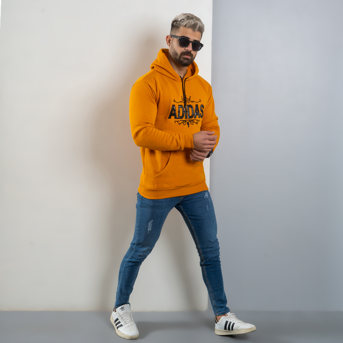 هودی مردانه Adidas خردلی مدل Sahand