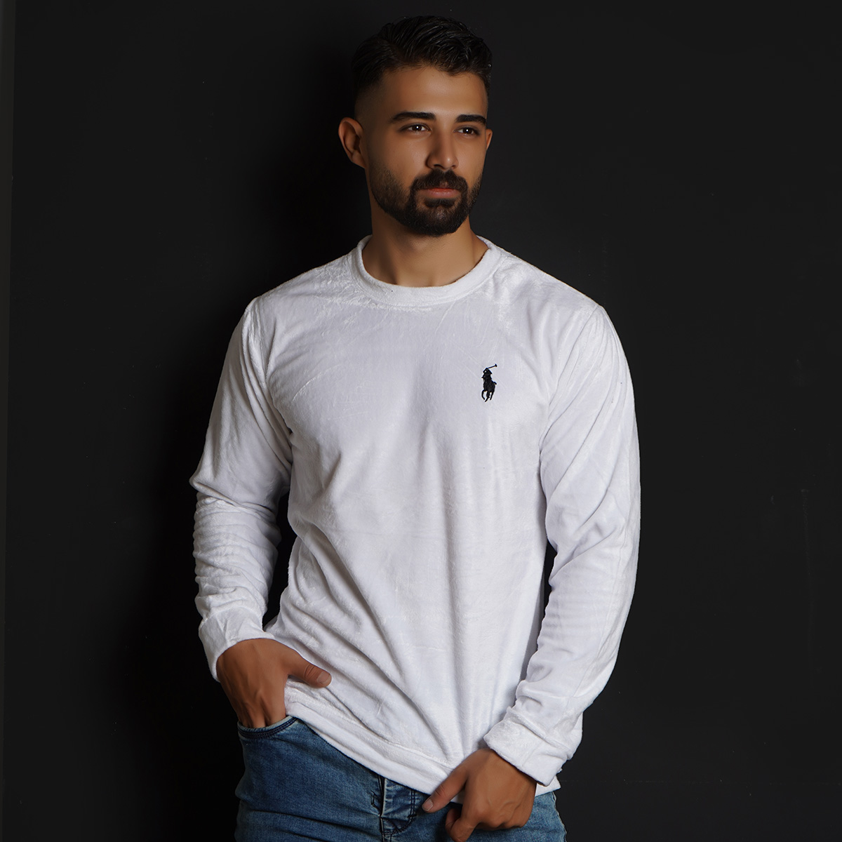 بلوز مردانه مخمل سفید مدل Raden